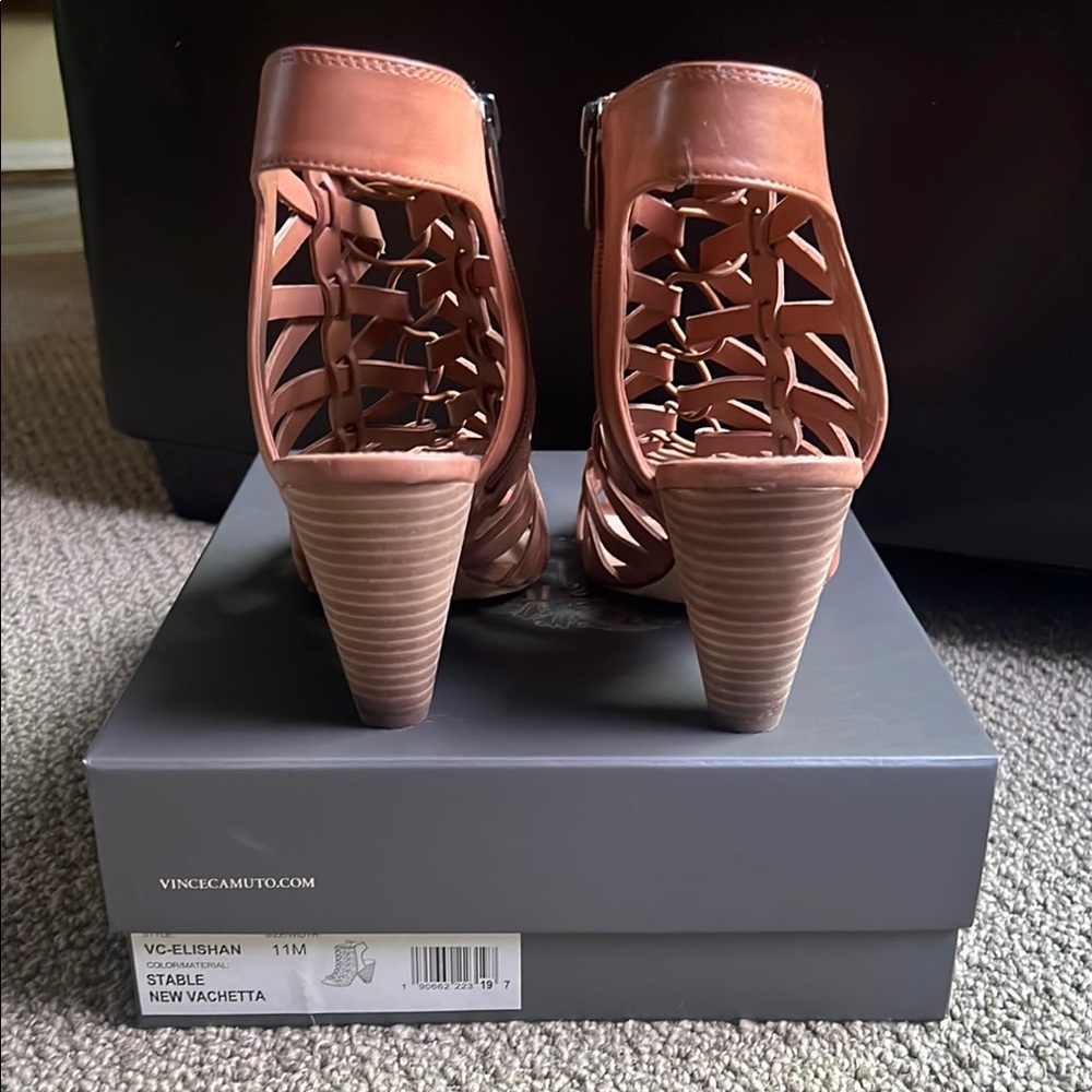 Vince Camuto Elishan Tan Leather Heeled Sandals. Size 11 - Picture 5 of 7